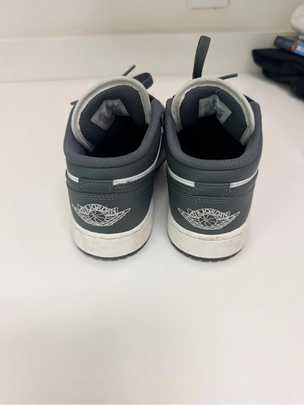 Jordan Kids Low Top Sneakers in White and Dark Gray